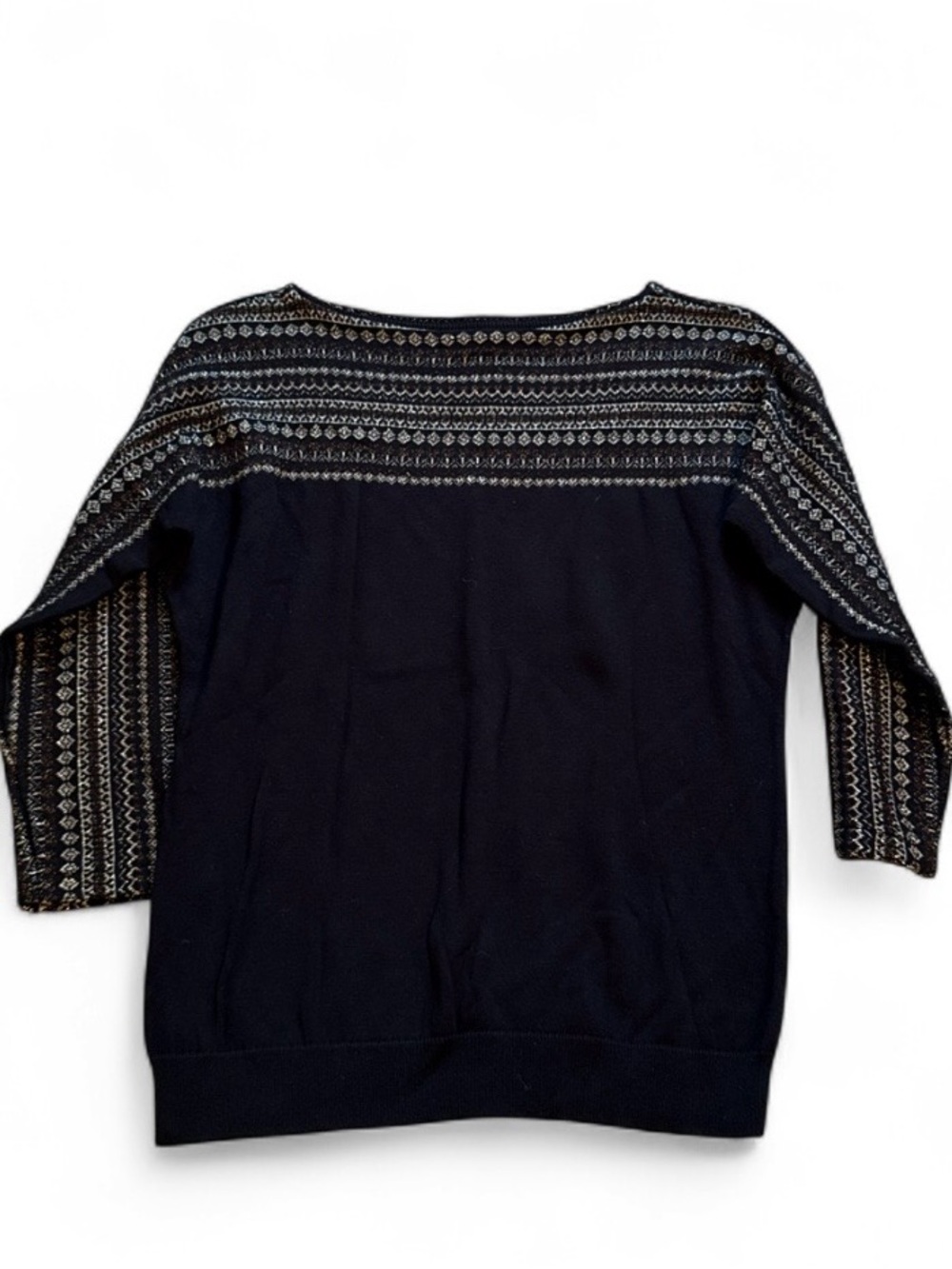 90s chaps 3/4 sleeve boatneck sweater with metallic threading